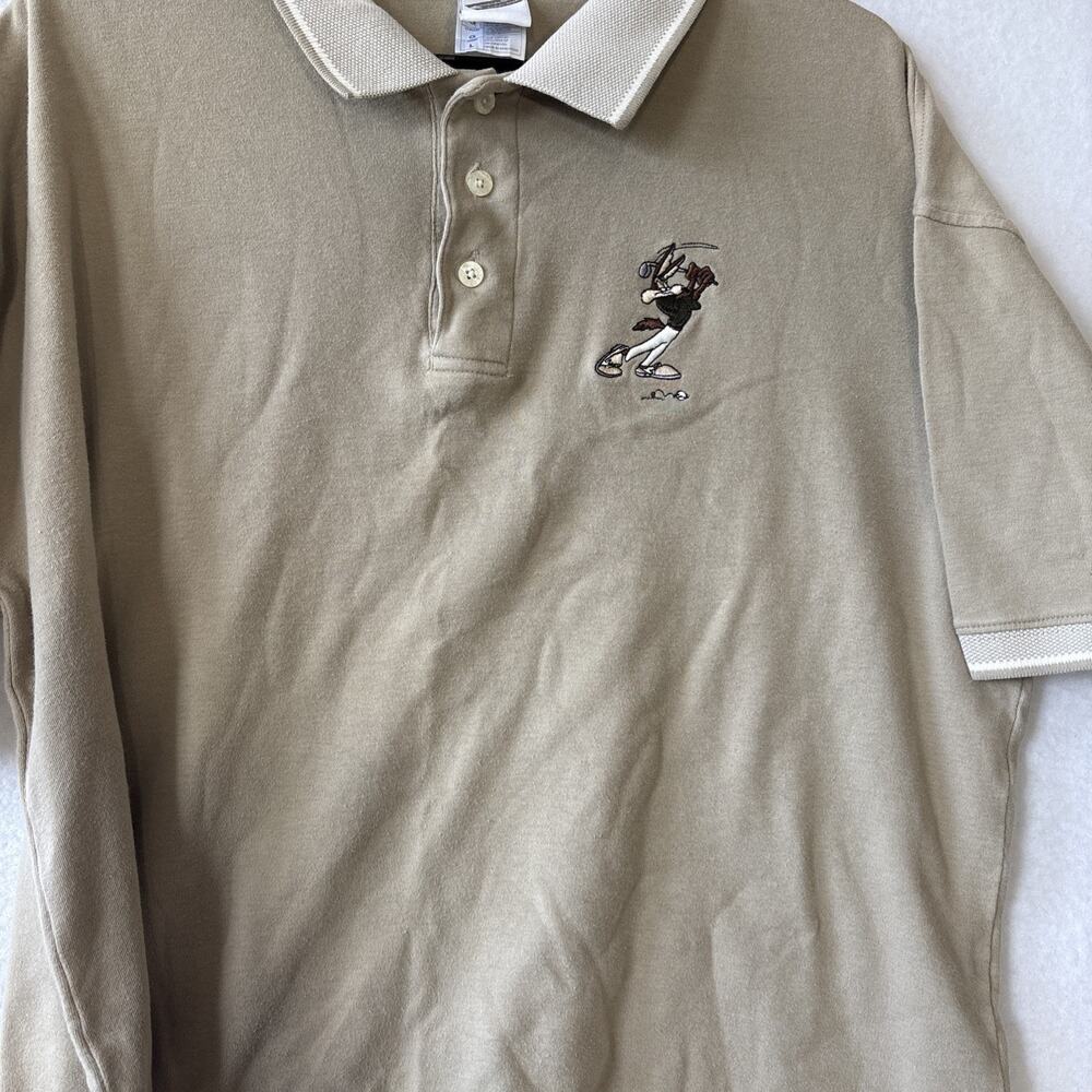 Vtg Warner Bros Studio Store Polo Shirt Mens L Wile E Coyote Golf Looney Tunes